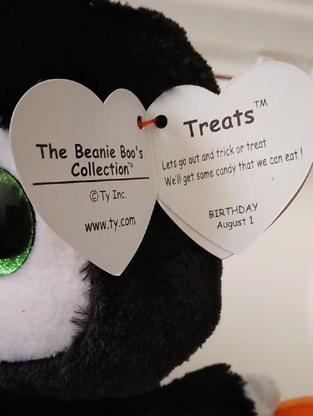 TY Halloween Grim Reaper Beanie Boo Plush - Black & White with Green Eyes